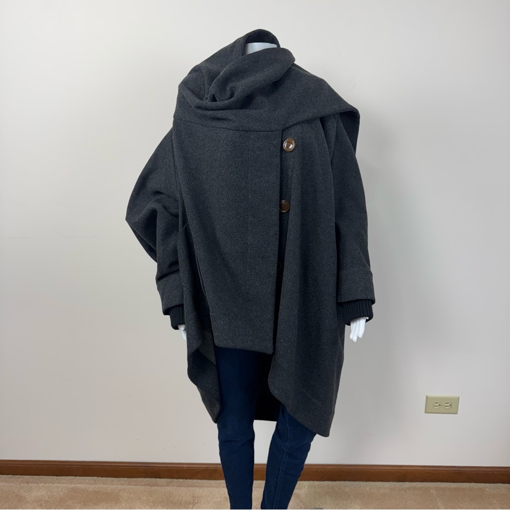 Vivienne Westwood Red Label Asymmetric Draped Wool Scarf Coat Gray Sz M - Picture 9 of 16
